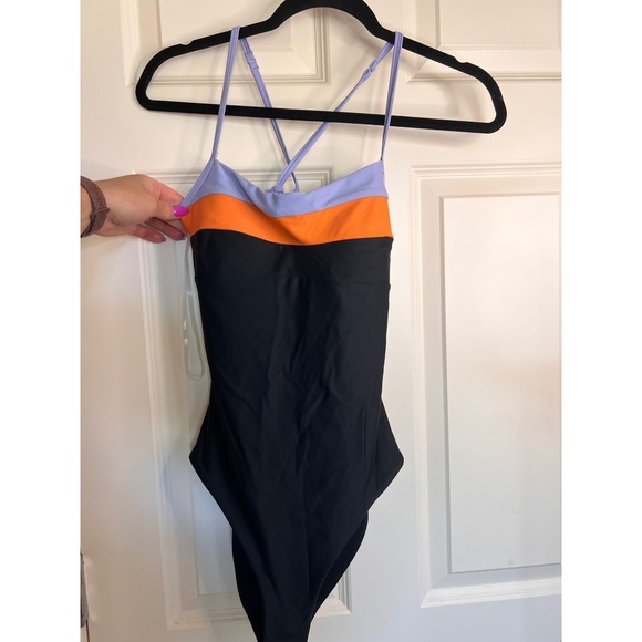 NWT Prana Colorblock‎ One Piece Swimsuit Crisscross Back Strap Size Small - Picture 2 of 6